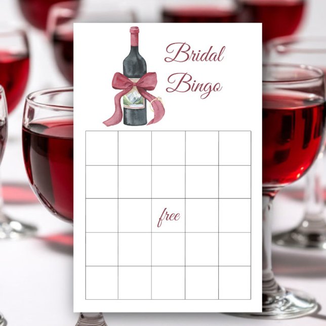 Wine and Bow Bridal shower bingo game (Criador carregado)