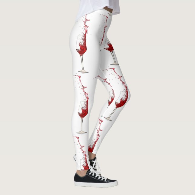Wine Glasses Splashing Red Wine  Leggings (Direita)