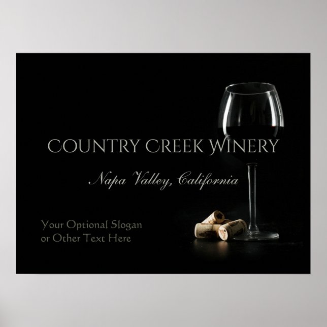Winery de texto personalizado / poster de Bar (Frente)