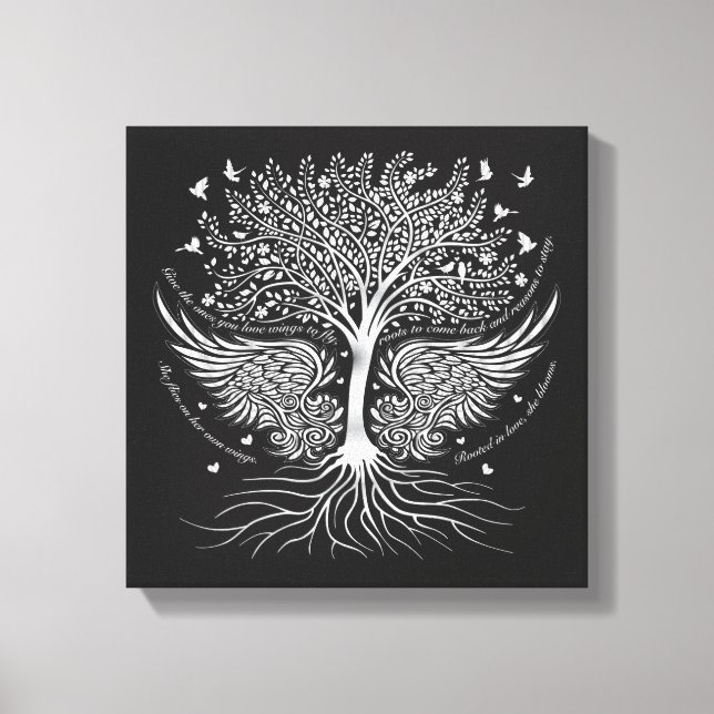 Wings To Fly and Tree with Roots Canvas (Frente)
