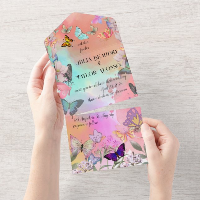 Wings Whimsical: Casamento com Borboleta Aquarela (Tearaway)