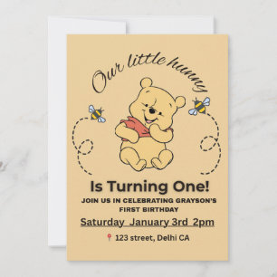 Winnow, o convite do primeiro aniversario Pooh