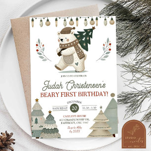 Winter Artic Beary First Birthday Convite