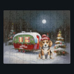 Winter Beagle Caravan Christmas Adventure<br><div class="desc">Adotar a magia de uma noite de inverno nevada enquanto uma caravana desliza graciosamente através da paisagem iluminada pela lua. A beleza serena da neve escutadora e o brilho encantador da lua criam uma cena cativante,  prometendo uma aventura inesquecível de Natal cheia de calor,  alegria e memórias queridas.</div>