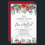 Winter Blooms Floral Bar Mitzvah Convite<br><div class="desc">Convide familiares e amigos com este Bar personalizável, Mitzvah, convite. Apresenta terras aquosas de rosas vermelhas, amoras-vivas e flores de poinsettia com pinos e acentos verdes. Personalize adicionando nomes, data, hora, local e outros detalhes do evento. Este convite floral de inverno é perfeito para o Bar de inverno Mitzvahs. Itens...</div>