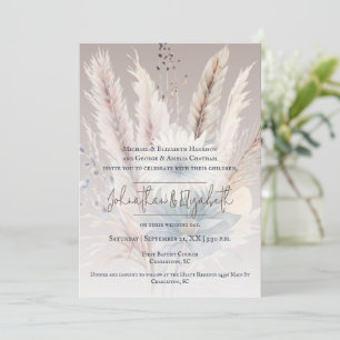 Winter Boho Floral Wedding Convite Beige