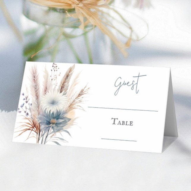 Winter Boho Floral Wedding | Placa White Place (Winter Boho Floral Wedding Place Card | White)