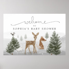 Winter Boho Woodland Baby Shower Poster Sign