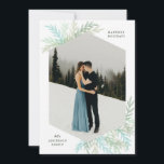 Winter Branches Modern Holiday Cartão com fotos<br><div class="desc">Este cartão de Natal é moderno e tende a colocar sua fotografia favorita em um quadro trapezoide de diamante acentuado com galhos pintados com aquarelas em blues e verdes do inverno.</div>