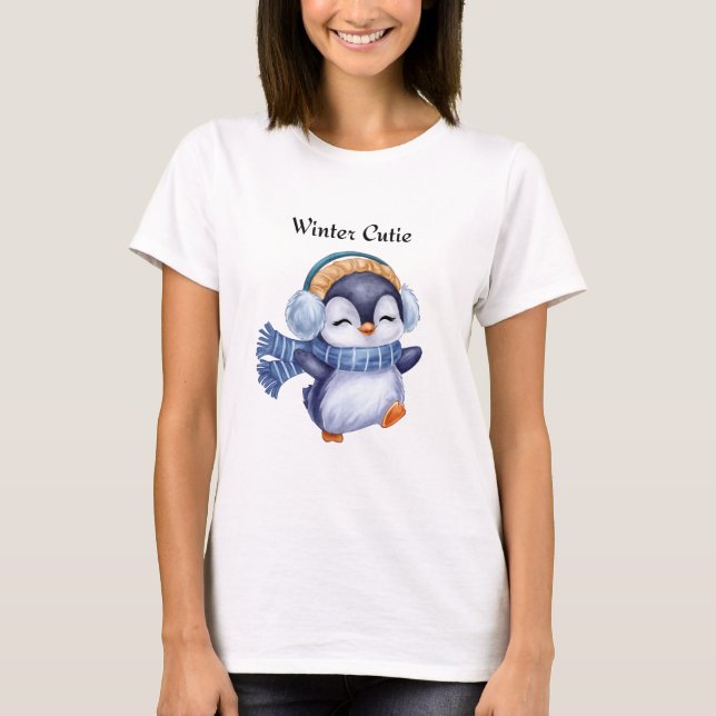 Winter Cutie | Cute Penguin Winter T-Shirt (Frente)