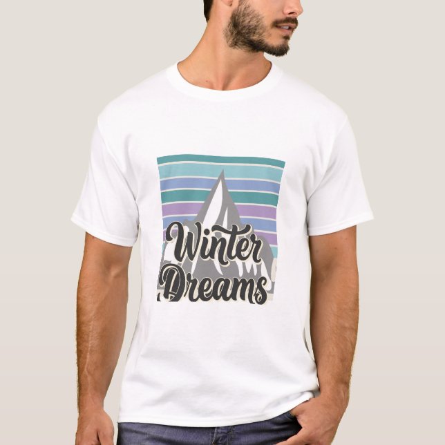 Winter Dreams Snowy Mountain Retro Vibes T-Shirt (Frente)