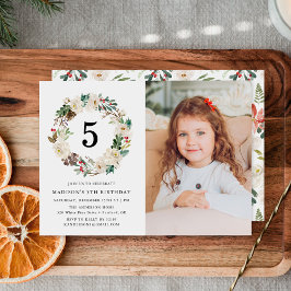 Winter Floral | Convite de aniversário de fotos