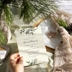 Winter Floral   Ivory Casamento De Convite