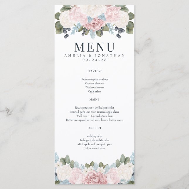 Winter Floral | Menu Rustic Wedding (Frente)