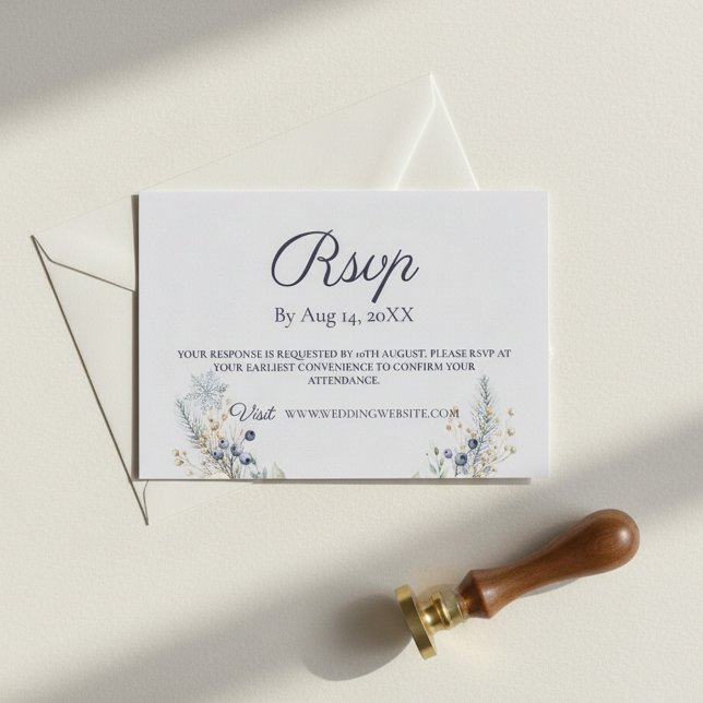 Winter Floral Wedding RSVP Card (Criador carregado)