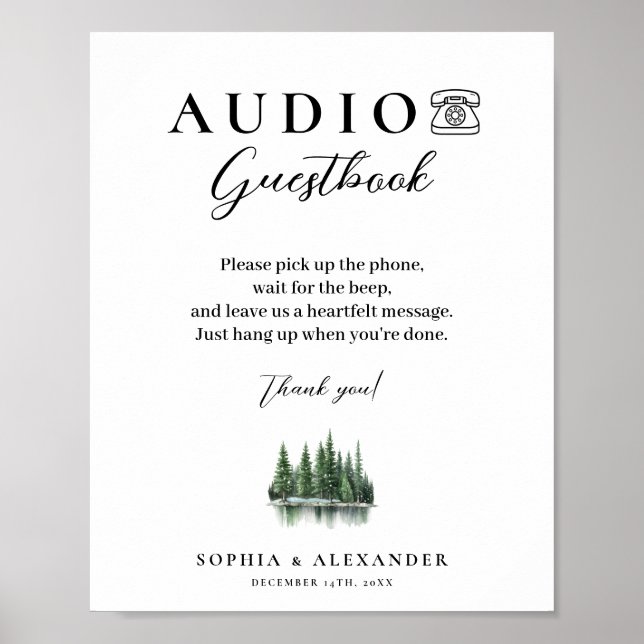 Winter Forest Audio Wedding Guestbook Poster (Frente)
