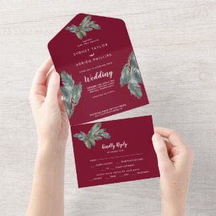 Winter Greenery Burgundy Wedding