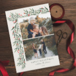 Winter Greenery Ivory 2 Foto Natal<br><div class="desc">Este elegante Cartão Magnético Feriado de Natal de Ivory 2,  Greenery de inverno,  é completamente personalizável. Quer personalizar ainda mais? Clique em "Editar usando a Ferramenta de Design." Esta design faz parte de uma coleção. Trabalho de arte de cor d'água original pintada pelo designer Stacey Meacham.</div>