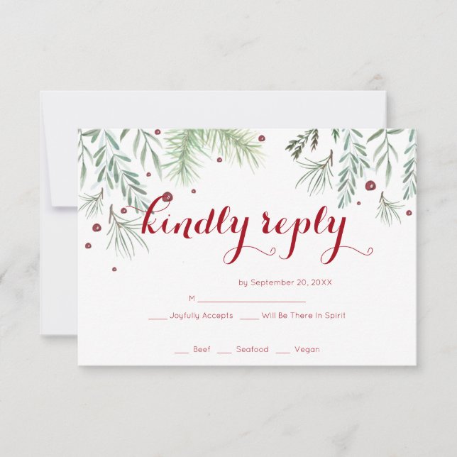 Winter Greenery Wedding RSVP (Frente)
