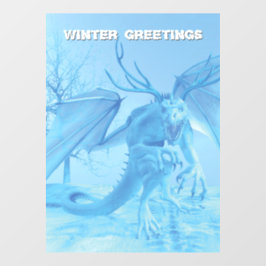 Winter Greetings. Ice dragon with antlers