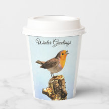 Winter Greetings. Robin singing 