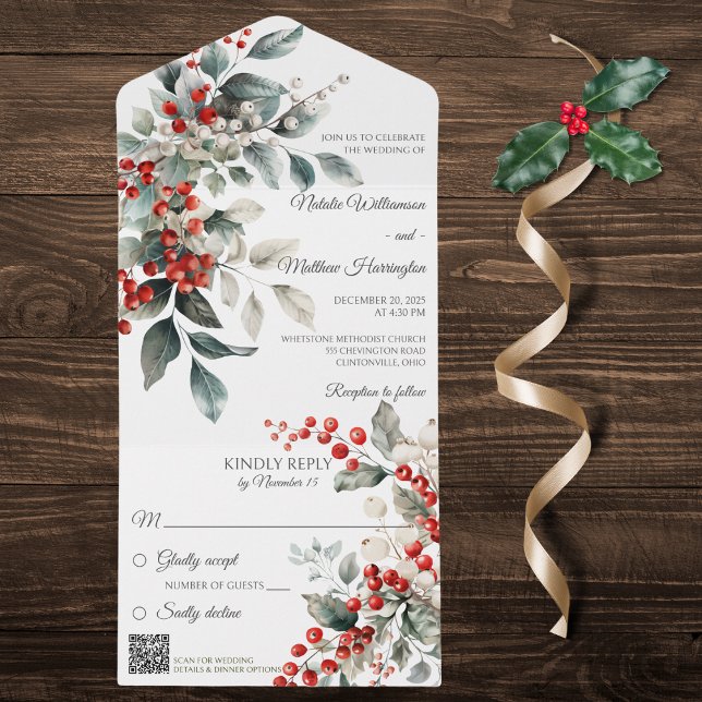 Winter Holly Berry com código QR (Criador carregado)