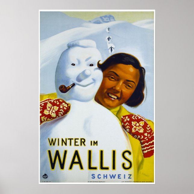 Winter im Wallis,Schweiz, Ski Poster (Frente)
