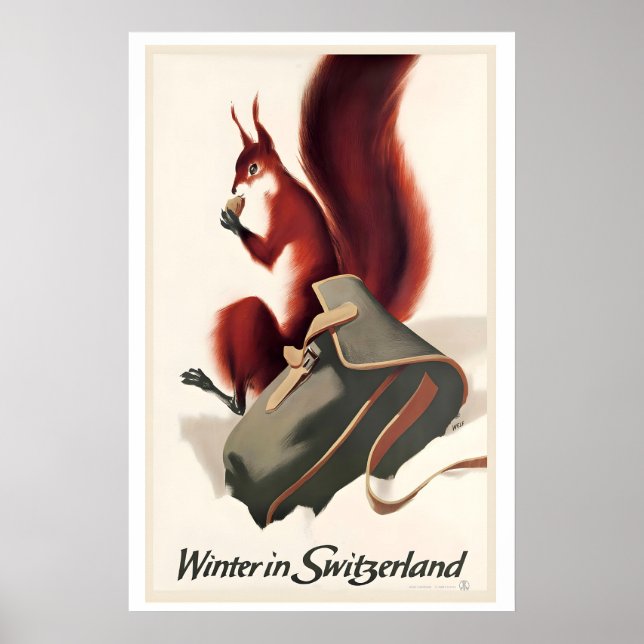 Winter in Switzerland Vintage Travel Poster (Frente)