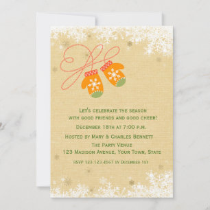 Winter Mittens, Convite Para Festa De Férias