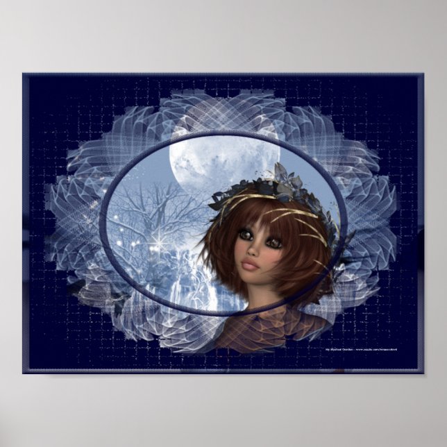 Winter Moon Design 2 Fantasy Woman Poster (Frente)