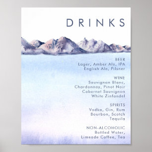 Winter Mountain Wedding Drinks Menu Poster