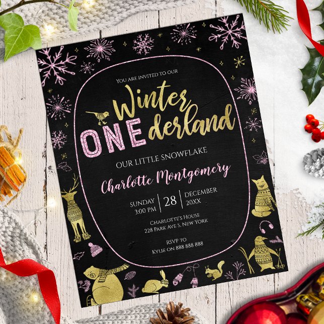 Winter Onederland Birthday Invitation Flocos de ne (Criador carregado)