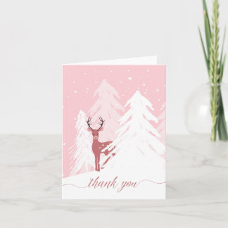 Winter Onederland Birthday Pink Cartões de agradec