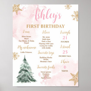 Winter Onederland First Birday Milestones Poster