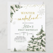 Winter Onederland Forest Primeiro Convite de Anive