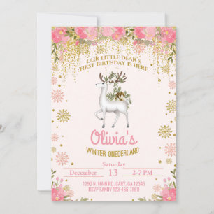 Winter Onederland Girl 1rua no primeiro convite pa