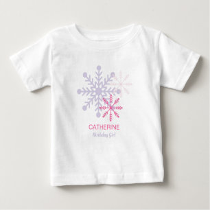 Winter Onederland Pink Snowflakes T-Shirt Moderno