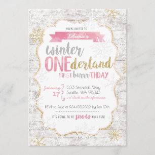 Winter Onederland Primeiro Convite de Aniversário