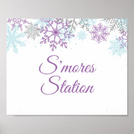 Winter Onederland S'mores Station Purple Poster