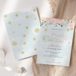 Winter Onederland Snowflake Convite de Aniversário