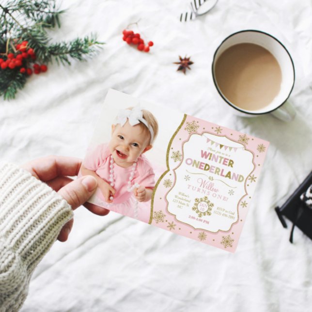 Winter Onederland Snowflake Convite de Aniversário (Criador carregado)