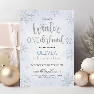 Winter Onederland Snowflakes Convite de Aniversári