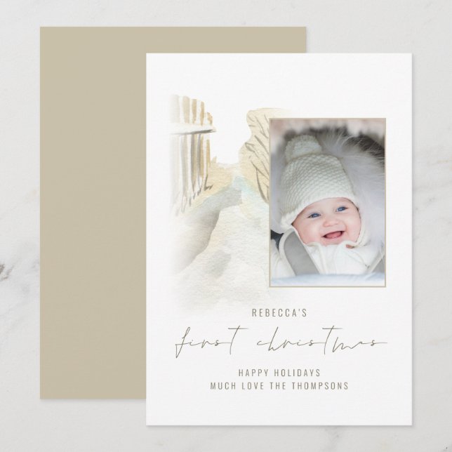Winter Snow Path Photo Baby First Christmas (Frente/Verso)