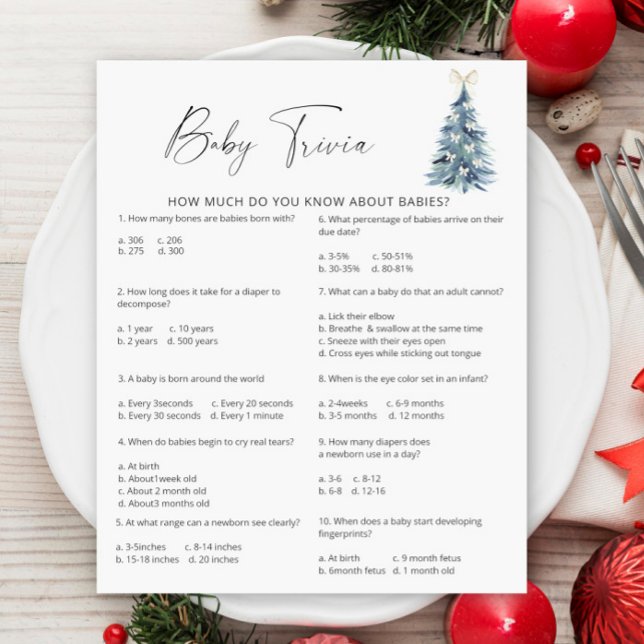 Winter Tree Baby Trivia | Jogo do chá de fraldas (Criador carregado)
