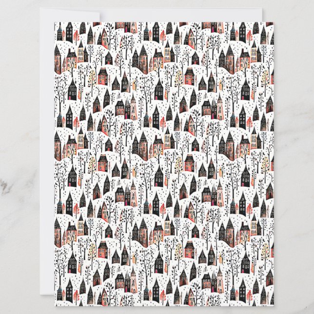 Winter villages pattern christmas craft paper (Frente)