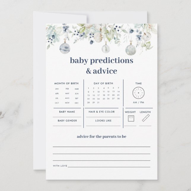 Winter Wonderland Baby Predictions and Advice Game (Frente)