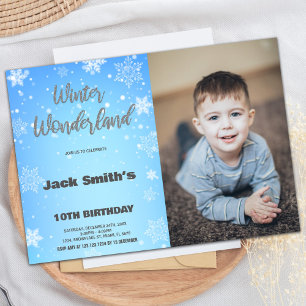 Winter Wonderland Birthday - Convites com Foto