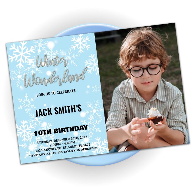 Winter Wonderland Birthday - Convites com Foto (Winter Wonderland Birthday Invitations with Photo)
