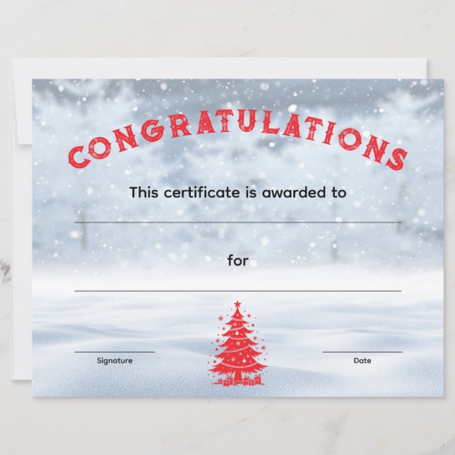 Winter Wonderland Christmas Award Certificate (Frente)
