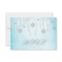 Winter Wonderland Diamond Snowflakes RSVP Card